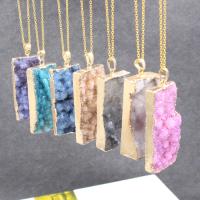 Agate Necklace Ice Quartz Agate with Brass Rectangle gold color plated Unisex Length Approx 18.9 Inch Sold By PC