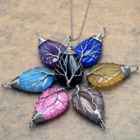 Agate Jewelry Pendants with Iron Teardrop antique silver color plated Unisex Sold By PC