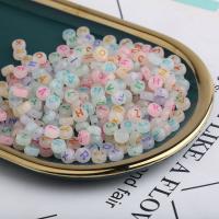 Perles acrylique alphabet, Plat rond, lumineux & émail, plus de couleurs à choisir, 4x7mm, Environ 500sol/sac, Vendu par sac