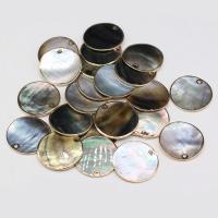 Natural Black Shell Pendants Round gold color plated DIY black 30mm Sold By PC