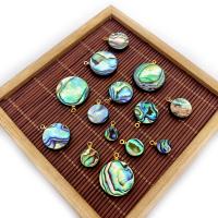 Natural Abalone Shell Pendants with Brass Round gold color plated 8-20mm Sold By PC