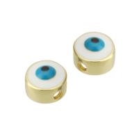 Brass Jewelry Beads Evil Eye gold color plated DIY & enamel golden Sold By Lot