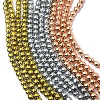 Hämatit Perle, rund, poliert, DIY & verschiedene Größen vorhanden, keine, verkauft per ca. 38-40 cm Strang