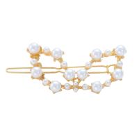 Hair Clip Zinc Alloy with Plastic Pearl gold color plated & for woman & hollow 60mm Sold By PC