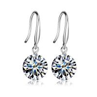 Cubic Zircon (CZ) Drop Earring 925 Sterling Silver with Cubic Zirconia Fish platinum color plated & for woman Sold By Pair