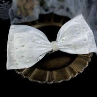 Cloth Bowkont Hair Clip with Plastic Pearl handmade for bridal white Sold By PC