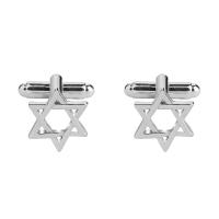 Cufflinks Zinc Alloy Hexagram platinum color plated for man & hollow Sold By Pair