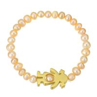 Plastic Bracelet Stainless Steel with Plastic Pearl for woman 4*5.5mm 20*15mm Length Approx 5.4 Inch Sold By PC