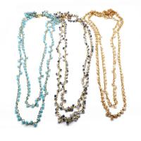 Collares de perlas de cristal, aleación de zinc, con Vidrio, Doble capa & para mujer, más colores para la opción, 90cm,107cm, Vendido por UD