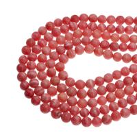 Perles en marbre naturel, marbre teint, Rond, DIY, rose, 12x12x12mm, Vendu par 38 cm brin