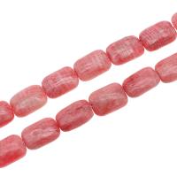 Perles en marbre naturel, marbre teint, rectangle, DIY, rose, 18x17x6mm, Vendu par 38 cm brin