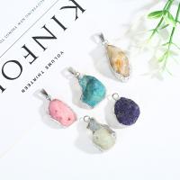 Agate Jewelry Pendants with Brass silver color plated fashion jewelry 25mm Sold By PC