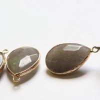 Agate with Brass Teardrop gold color plated DIY & faceted Sold By PC