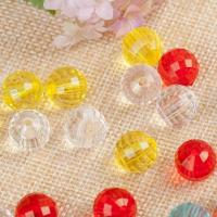 Transparent akryl perler, Runde, forskellig størrelse for valg & facetteret, flere farver til valg, Ca. 500G/Bag, Solgt af Bag