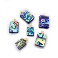 Natural Abalone Shell Pendants with Brass Rectangle gold color plated DIY 6-25mm Sold By PC