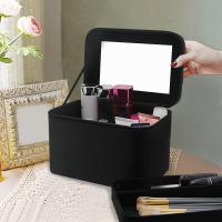 PVC Leather Cosmetic Storage Bag portable & dustproof & with mirror & for woman Sold By PC