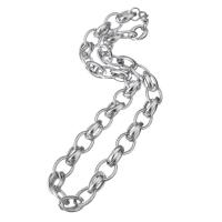 Stainless Steel Chain Necklace platinum color plated Unisex Length Approx 21 Inch Sold By PC