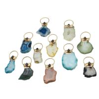 Bijoux pendentifs agate, laiton, avec Agate, Irrégulière, plus de couleurs à choisir, 33x20mm, Vendu par PC