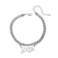 Zinc Alloy Anklet with 1.97Inch extender chain plated Double Layer & Unisex & with rhinestone nickel lead & cadmium free Length Approx 9.05 Inch Sold By PC