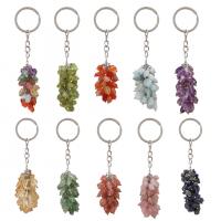 Natural Gravel Key Clasp with Iron silver color plated Unisex mixed colors 50mm 30mm Sold By PC