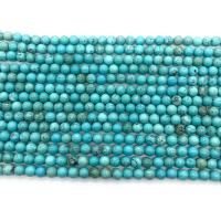 Turkos pärlor, Rund, polerad, DIY, blå, Såld Per 38 cm Strand