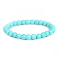 Fashion Turquoise Bracelets Natural Turquoise Round vintage & Unisex & radiation protection 8mm Length Approx 7.09 Inch Sold By PC