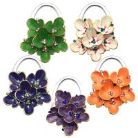 Zinc Alloy Bag Hanger Flower Collapsible & anti-skidding & with rhinestone original color Sold By PC