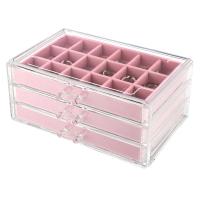 Multifunctional Jewelry Box Flocking Fabric with Wood & Acrylic Rectangle three layers & dustproof Sold By PC