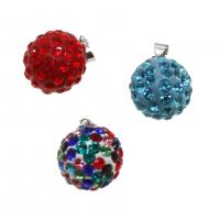 Rhinestone Pendant Rhinestone Clay Pave with Iron Round 17mm Sold By PC