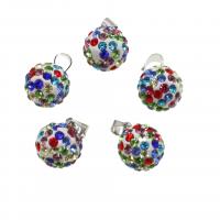 Rhinestone Pendant Rhinestone Clay Pave with Iron Round mixed colors 22mm Sold By PC