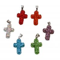 Rhinestone Pendant Rhinestone Clay Pave with Iron Cross 21mm Sold By PC