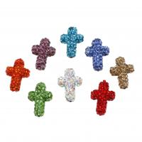 Rhinestone Clay Pave Beads, Cross, DIY, more colors for choice, 21mm, Sold By PC