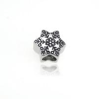 316L Stainless Steel European Large Hole Beads Snowflake silver color Sold By PC