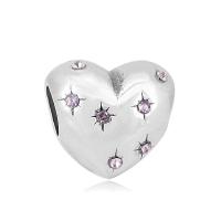316L Stainless Steel European Large Hole Beads Heart Vacuum Ion Plating with rhinestone 10-15mm Sold By PC