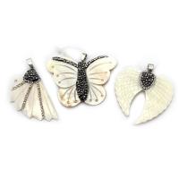 Natural White Shell Pendants with Rhinestone Clay Pave & DIY white Sold By PC