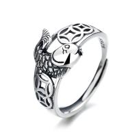Sterling zilver ringen, 925 sterling zilver, Vis, gepolijst, Verstelbare & verschillende stijlen voor de keuze & voor vrouw, zilver, Gat:Ca 3mm, Verkocht door PC