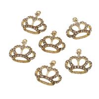 Zinc Alloy Rhinestone Pendants Crown with rhinestone golden 22mm Sold By PC