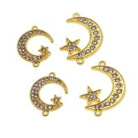 Zinc Alloy Connector Moon and Star with rhinestone 24-30mm Sold By PC