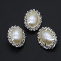 Plastic Pearl Brooch Iron with Plastic Pearl with rhinestone mixed colors 32mm Sold By PC