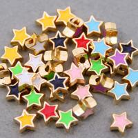 Zinc Alloy Jewelry Beads Star gold color plated DIY & enamel nickel lead & cadmium free Approx Sold By Bag