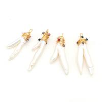 Freshwater Pearl Pendants with Brass irregular gold color plated Unisex white 35x35- Sold By PC
