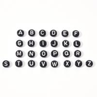 Alphabet Akril gyöngyök, Ábécé betű, DIY & zománc, fekete, 6-7mm, Kb 100PC-k/Bag, Által értékesített Bag