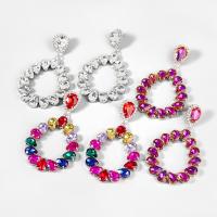 Zinc Alloy Oorbellen, mode sieraden & voor vrouw & met glas strass, meer kleuren voor de keuze, 101x57mm, Verkocht door pair