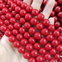 Muschelkern Perle, rund, DIY & verschiedene Größen vorhanden, rot, verkauft per ca. 15.75 ZollInch Strang