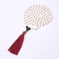 Fashion Fringe Necklace Glass Beads with Polyester Yarns fashion jewelry Length 43.31 Inch Sold By PC