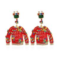 Zinc Alloy Drop Earrings Garment high quality plated fashion jewelry & for woman & enamel & with rhinestone red Sold By Pair