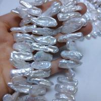 Perles de nacre de culture d'eau douce Biwa, perle, Irrégulière, DIY, blanc, 9-10mm, Vendu par Environ 15 pouce brin