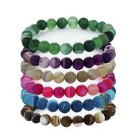 Agate Jewelry Bracelet Round elastic & frosted 8mm Length 7.1-8.3 Inch Sold By PC