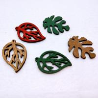 Wood Pendants Leaf DIY 30mm 35mm Sold By PC