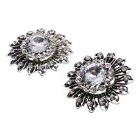 Iron Button Findings with rhinestone silver color 48mm Sold By Bag
